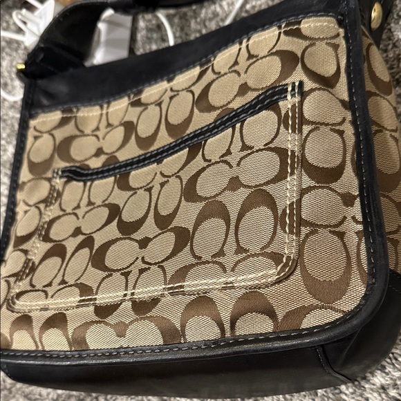 Coach Black and Tan Crossbody Bag saddle style bag leather handbag designer - Picture 8 of 9